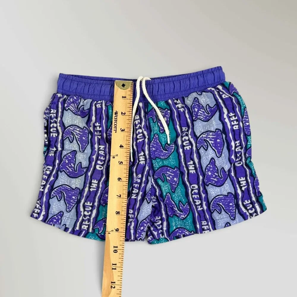 Vtg Oshkosh B'gosh Boys Swimming Trunks Trusts Tide Tag Purple Blue Size 3T
